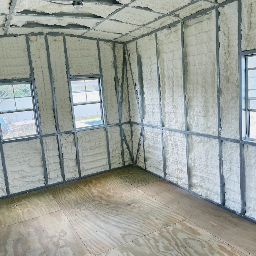 Closed-cell spray foam insulation applied to wall cavities in a residential project in Morton Grove